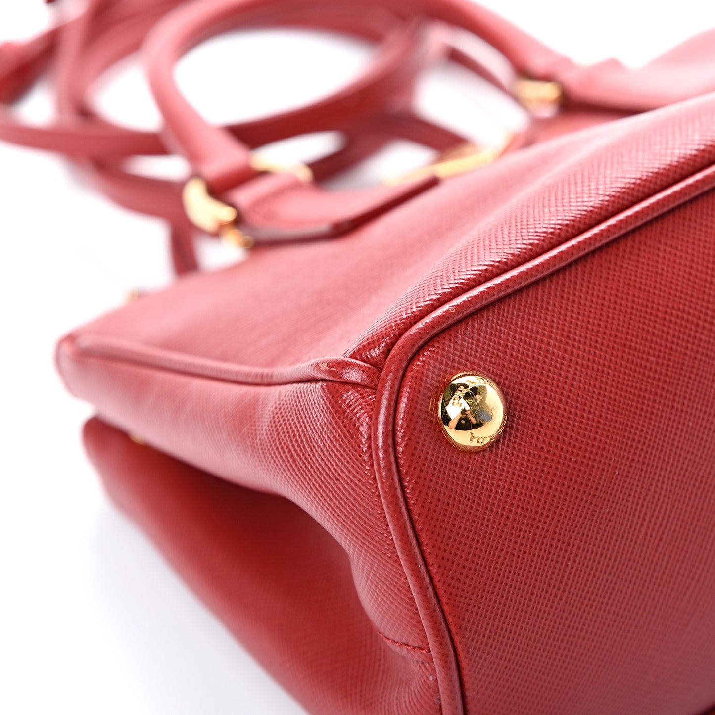 Saffiano Micro Galleria Double Zip Tote Fuoco