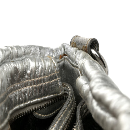 Prada Metallic Nappa Gaufre Messenger Tote Argento 13 of 19