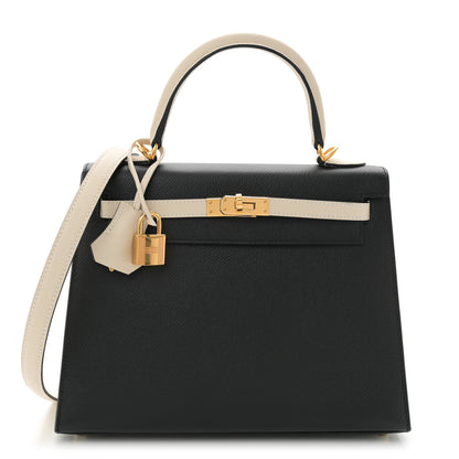 Hermes Epsom Horseshoe Kelly Sellier 25 Black Nata 1 of 14