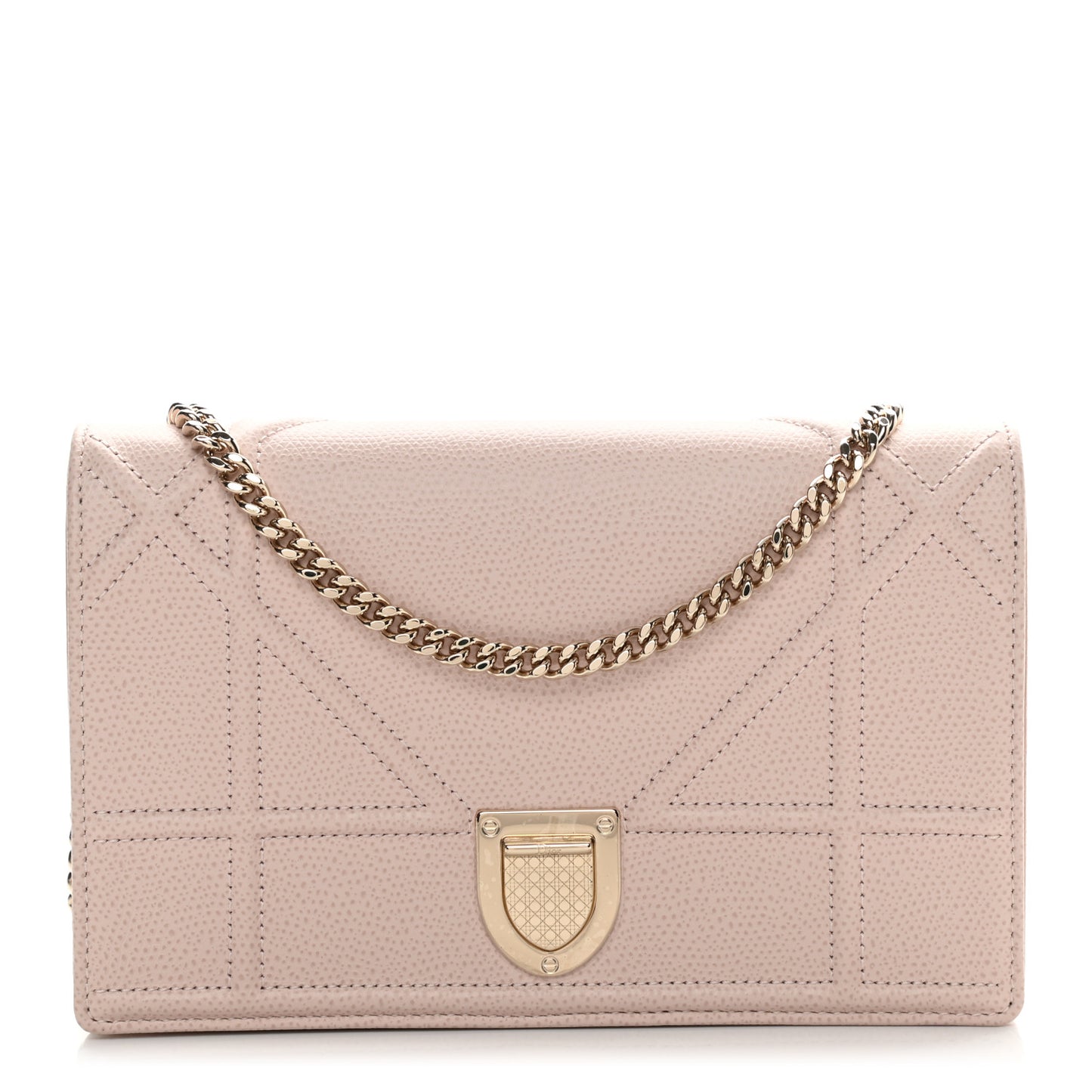 Grained Calfskin Diorama Wallet on Chain Pouch Nude