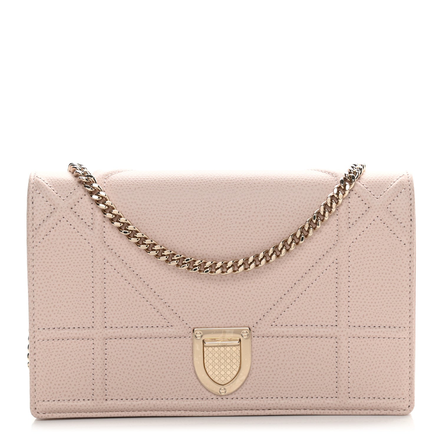 Christian Dior Grained Calfskin Diorama Wallet on Chain Pouch Nude 1 of 12