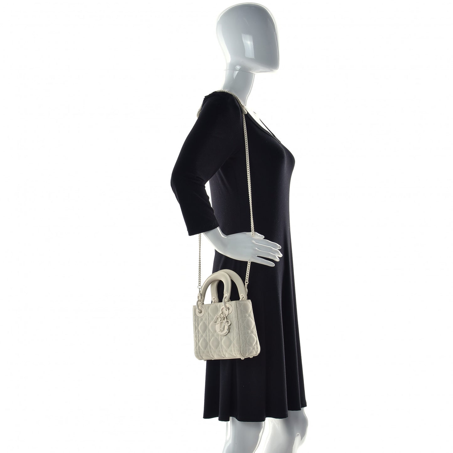 Ultra Matte Calfskin Cannage Mini Lady Dior White