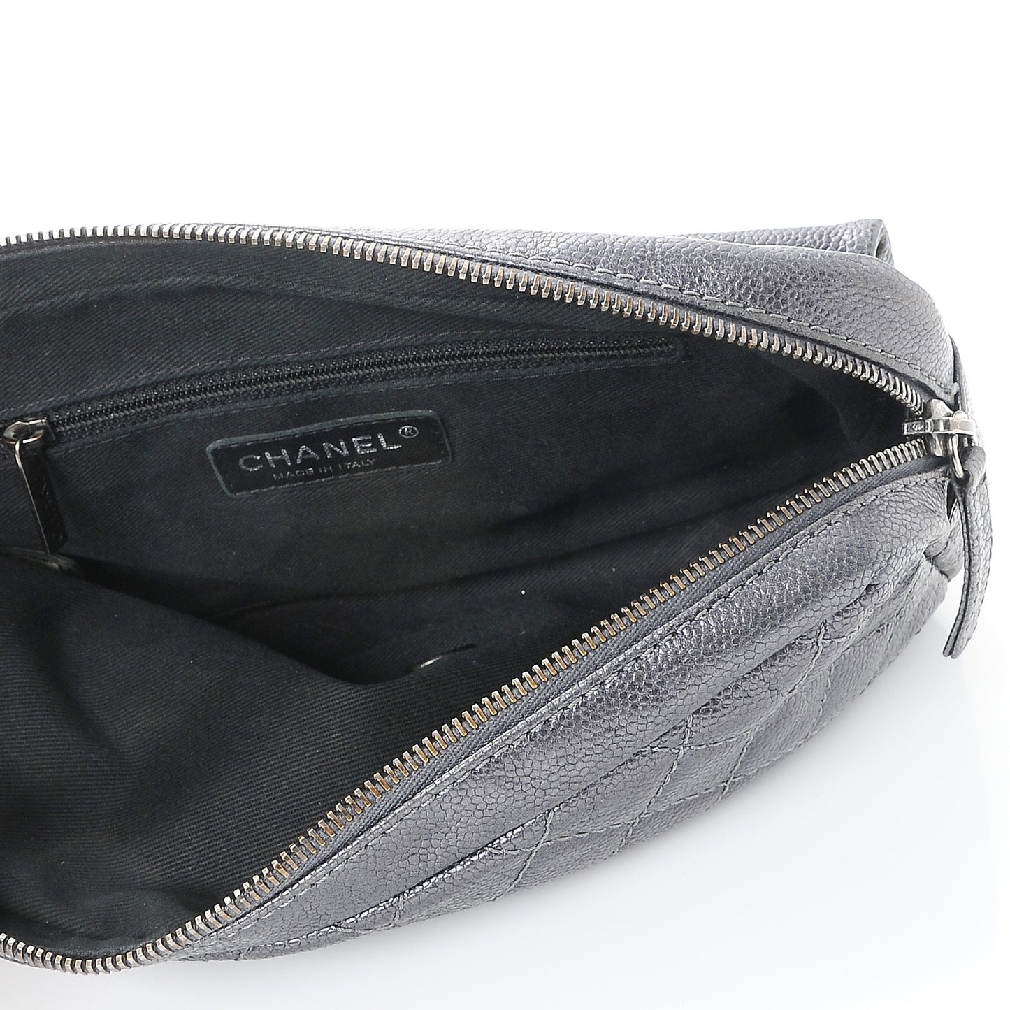 Iridescent Caviar Quilted Small Chic Flap Dark Silver