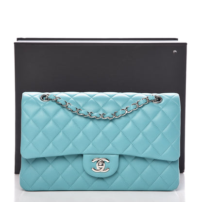 Chanel Lambskin Quilted Medium Double Flap Turquoise 10 of 10