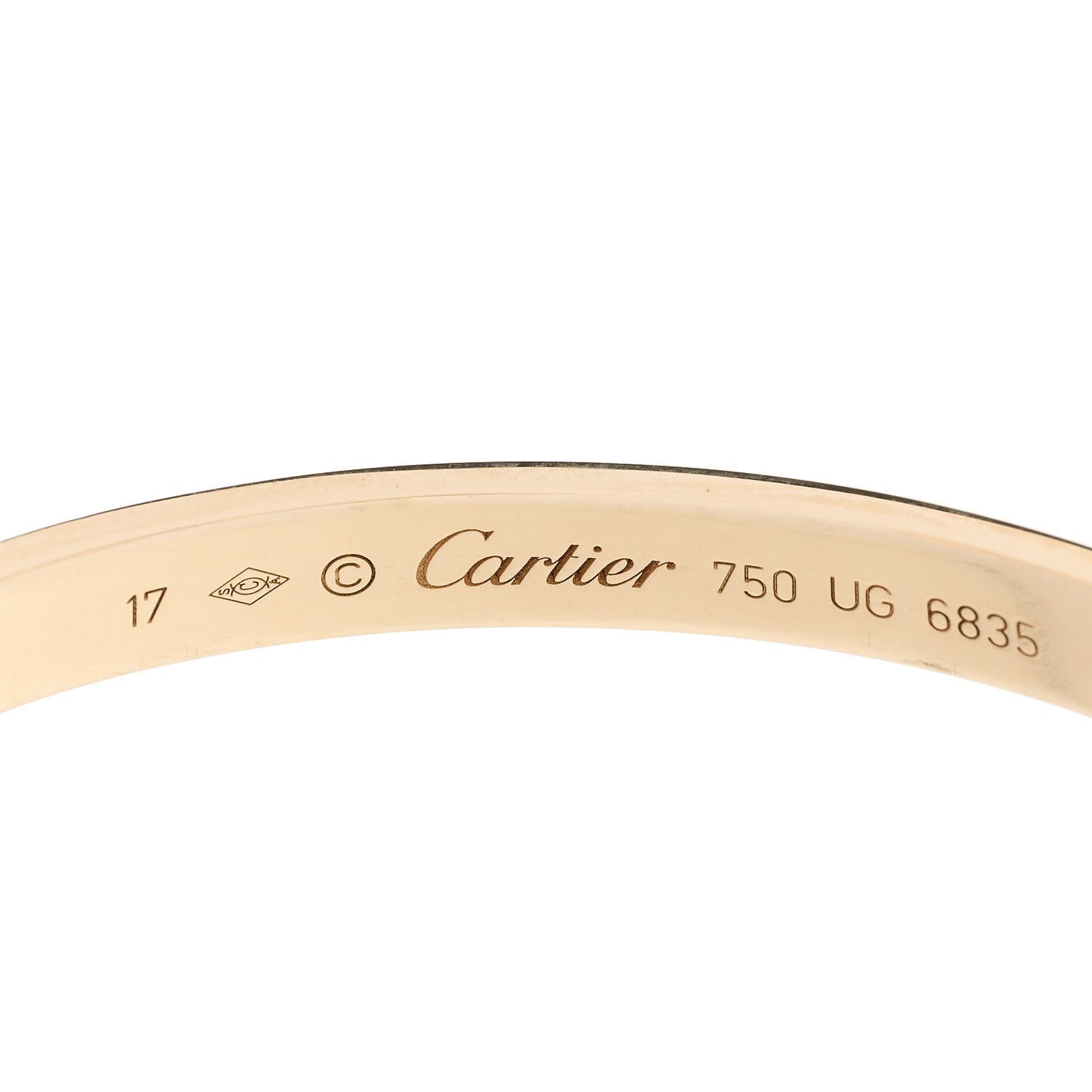 18K Yellow Gold LOVE Cuff Bracelet 17