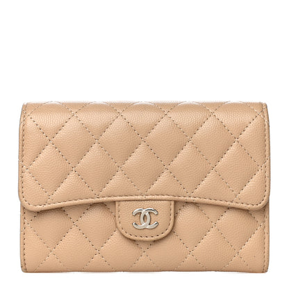 Chanel Caviar Quilted Medium Flap Wallet Beige 1 of 12