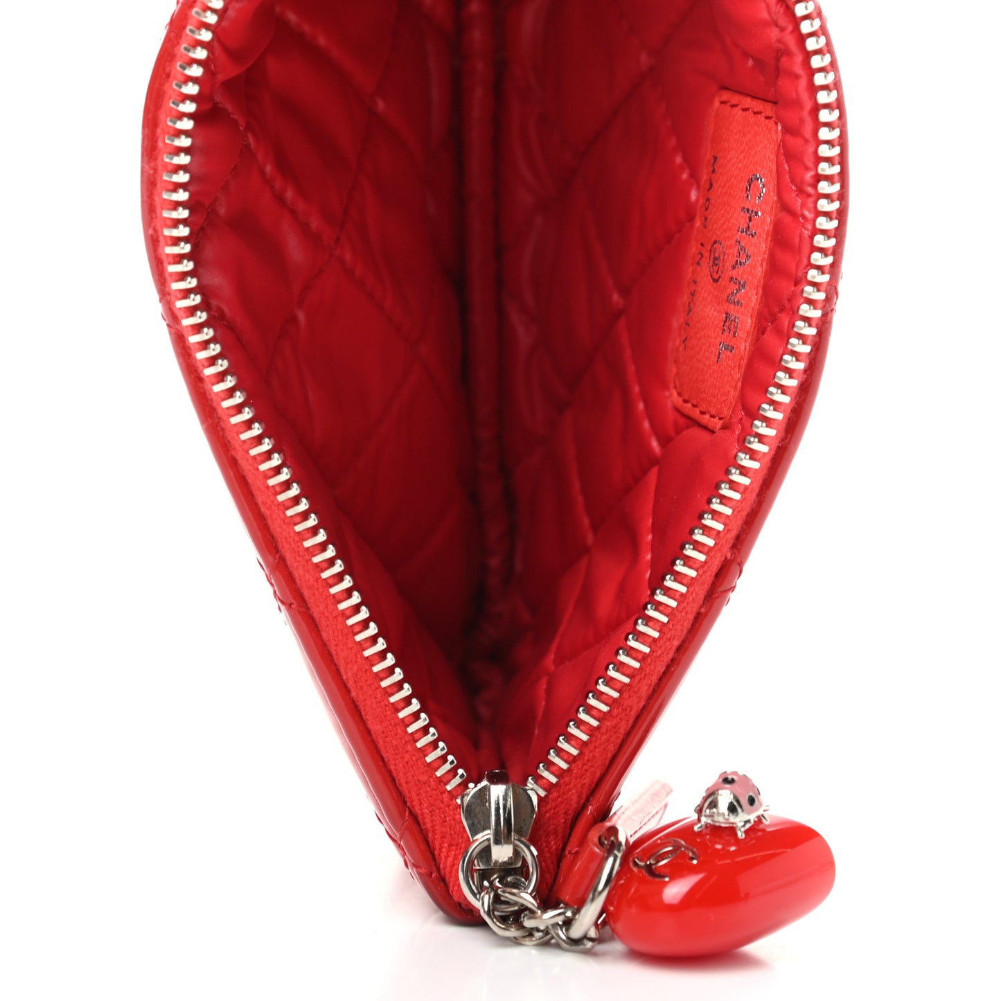 Patent Quilted Valentine Hearts Small Cosmetic Case Red