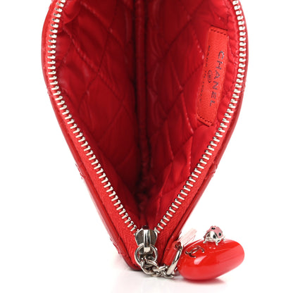 Chanel Patent Quilted Valentine Hearts Small Cosmetic Case Red 5 of 9