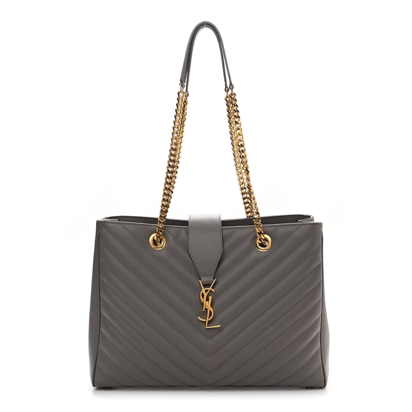 Grain De Poudre Matelasse Chevron Monogram Shopping Bag Fog