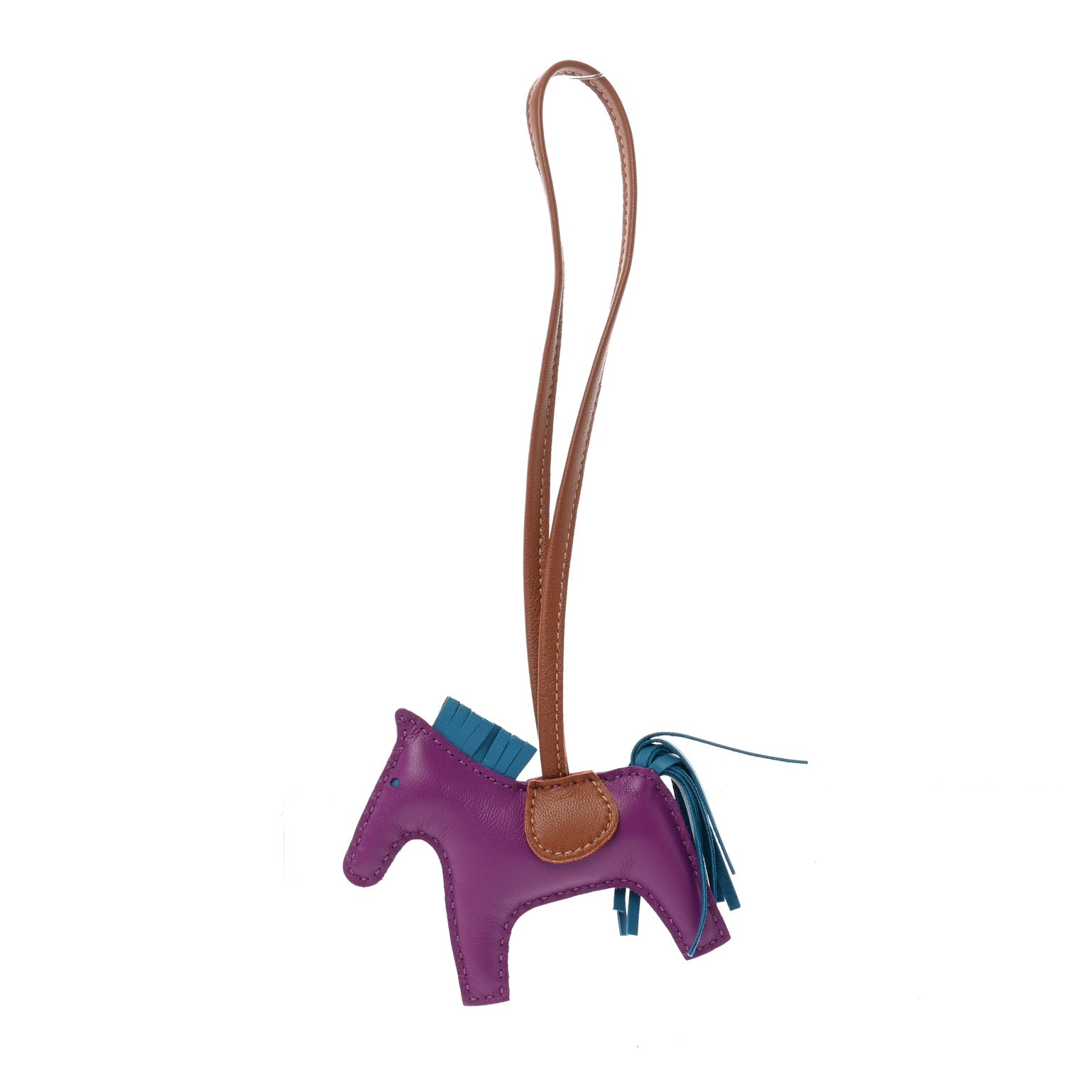 Hermes Milo Lambskin Grigri Rodeo Horse Bag Charm PM Anemone Bleu Izmir Fauve 1 of 5