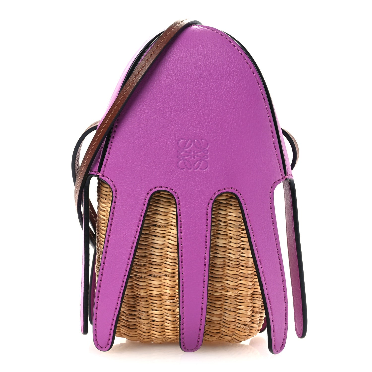 Loewe Calfskin Wicker Paula's Ibiza Octopus Mini Crossbody Natural Purple Multicolor 1 of 10