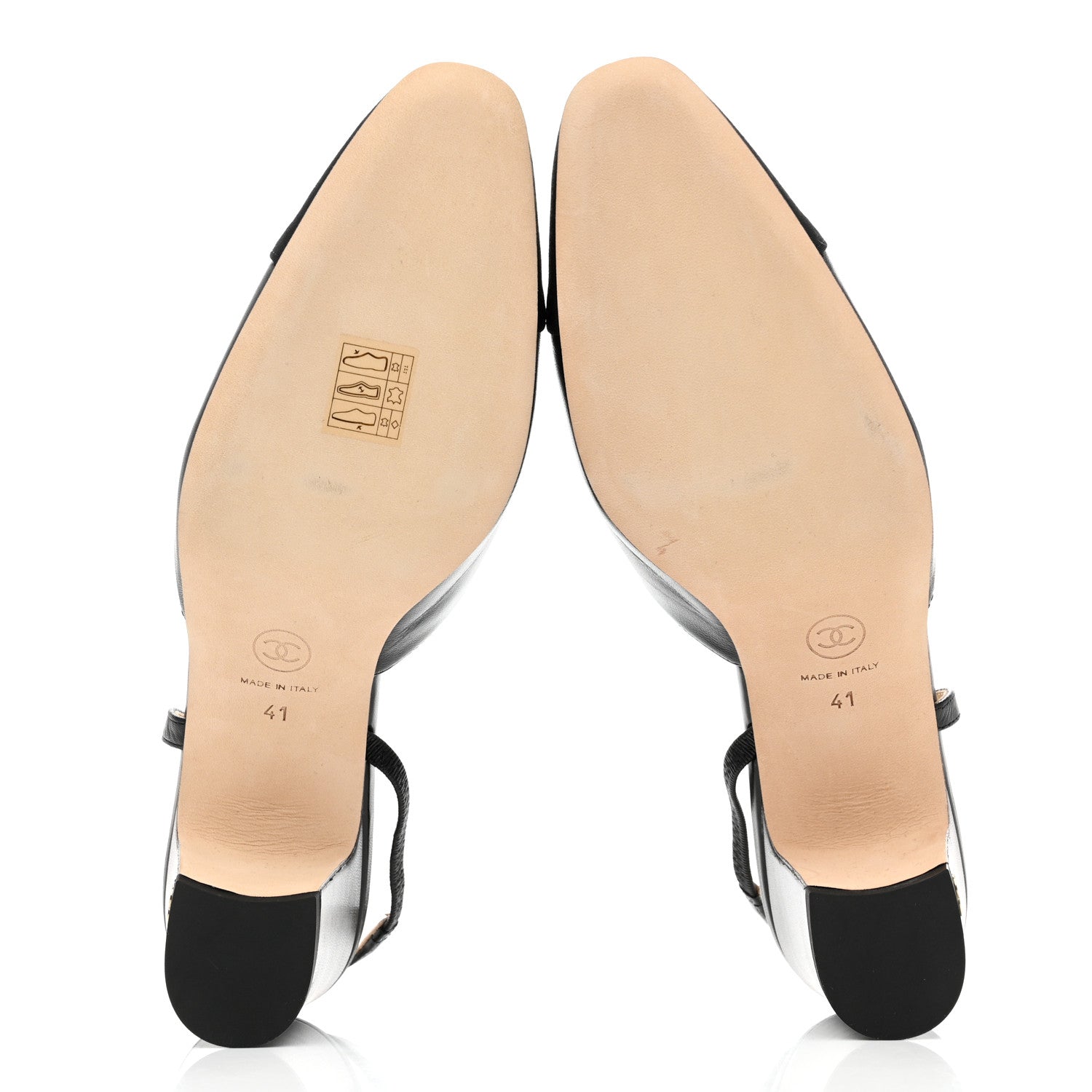 Chanel Goatskin Grosgrain Cap Toe CC Slingback Sandals 41 Black 5 of 8