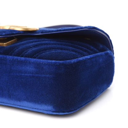 Gucci Velvet Matelasse Mini GG Marmont Shoulder Bag Cobalt Blue 9 of 9