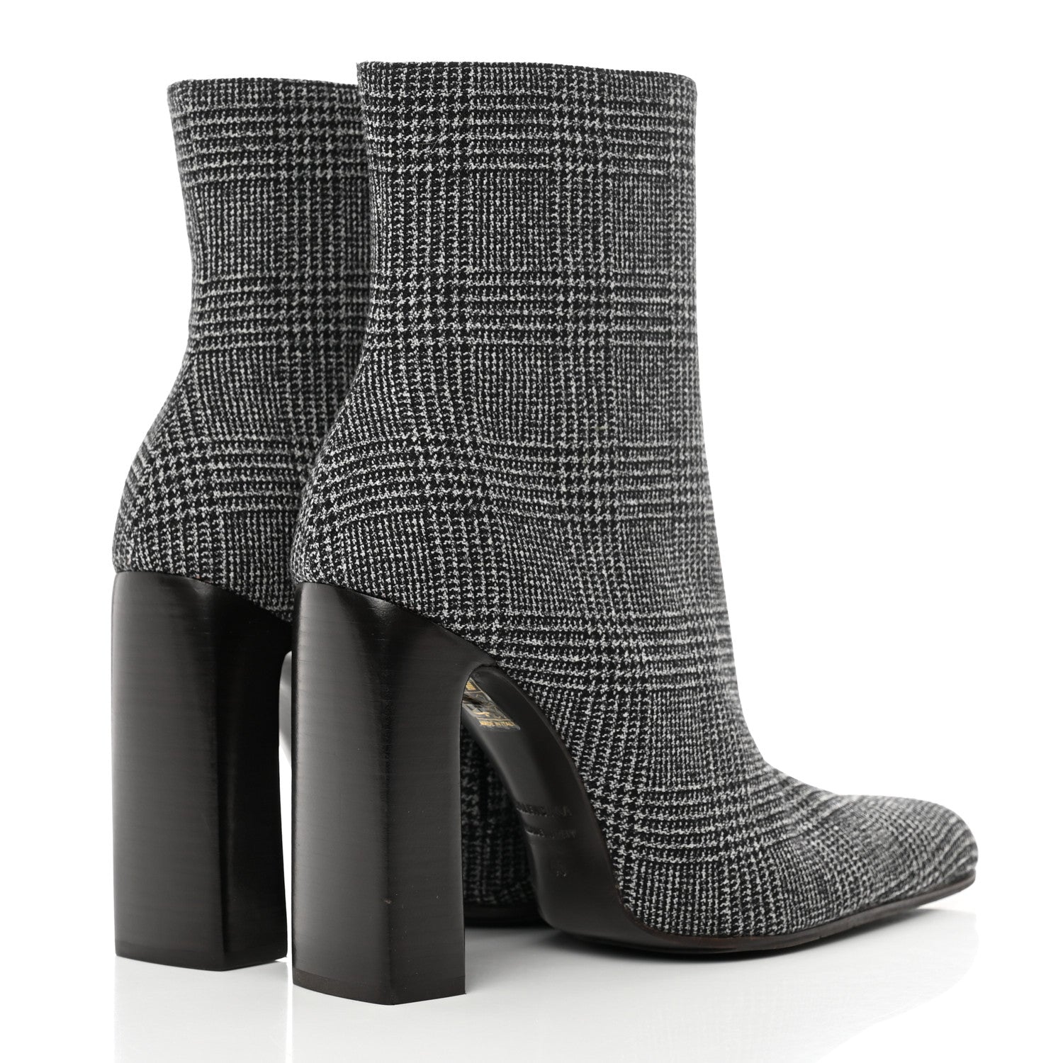 Balenciaga Wool Plaid Ankle Boots 40 Black White 4 of 14