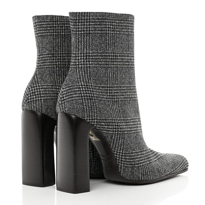 Balenciaga Wool Plaid Ankle Boots 40 Black White 4 of 14