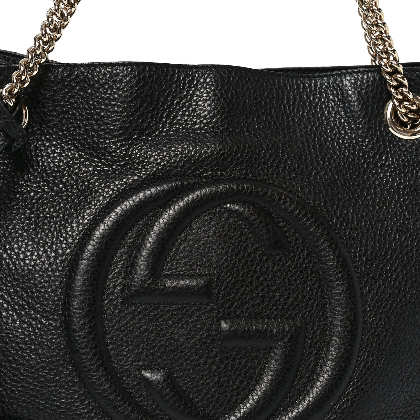 Pebbled Calfskin Medium Soho Chain Shoulder Bag Black