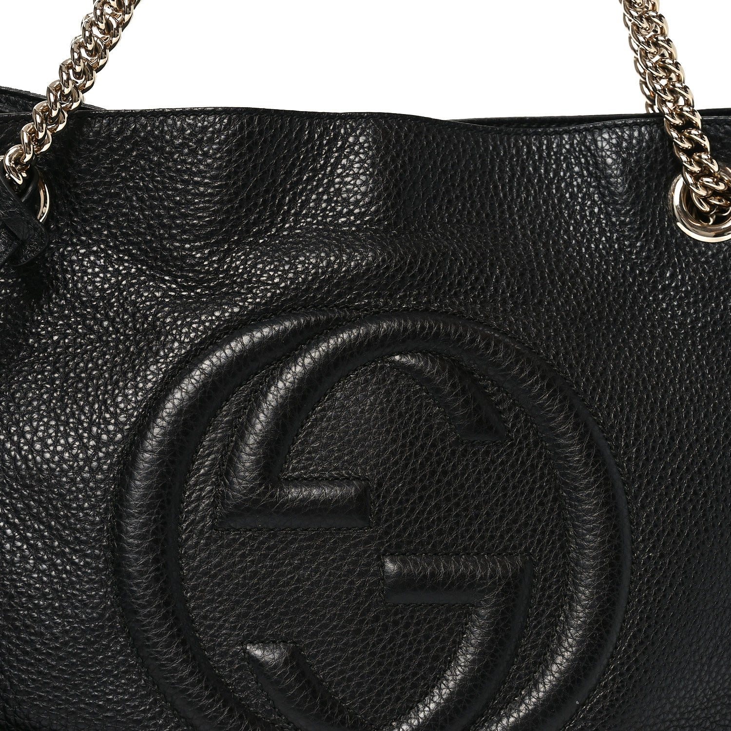 Gucci Pebbled Calfskin Medium Soho Chain Shoulder Bag Black 7 of 9