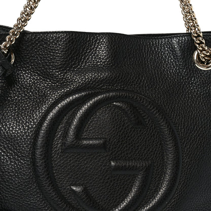 Gucci Pebbled Calfskin Medium Soho Chain Shoulder Bag Black 7 of 9