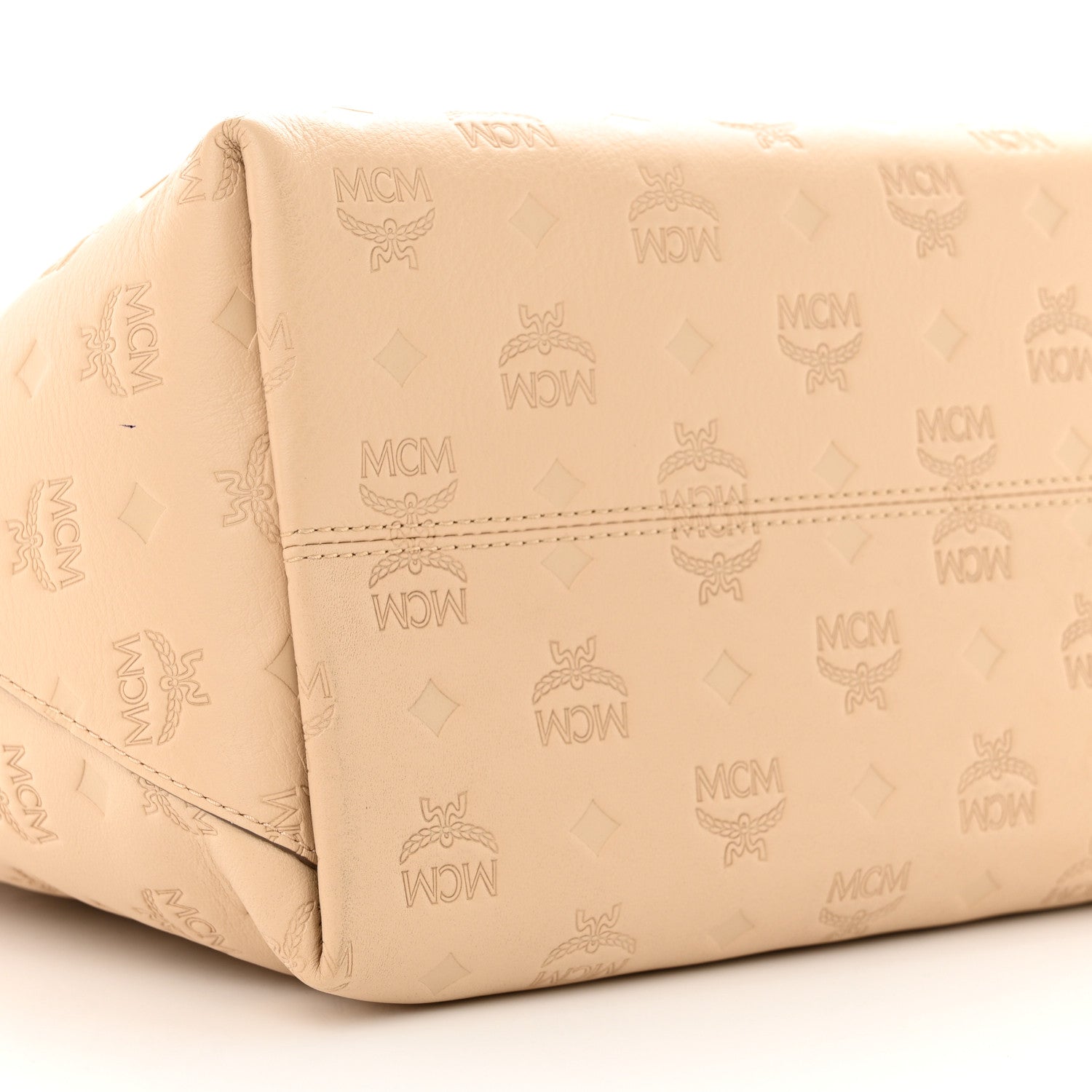 MCM Calfskin Ottomar Monogram Medium Klara Hobo New Beige 8 of 11