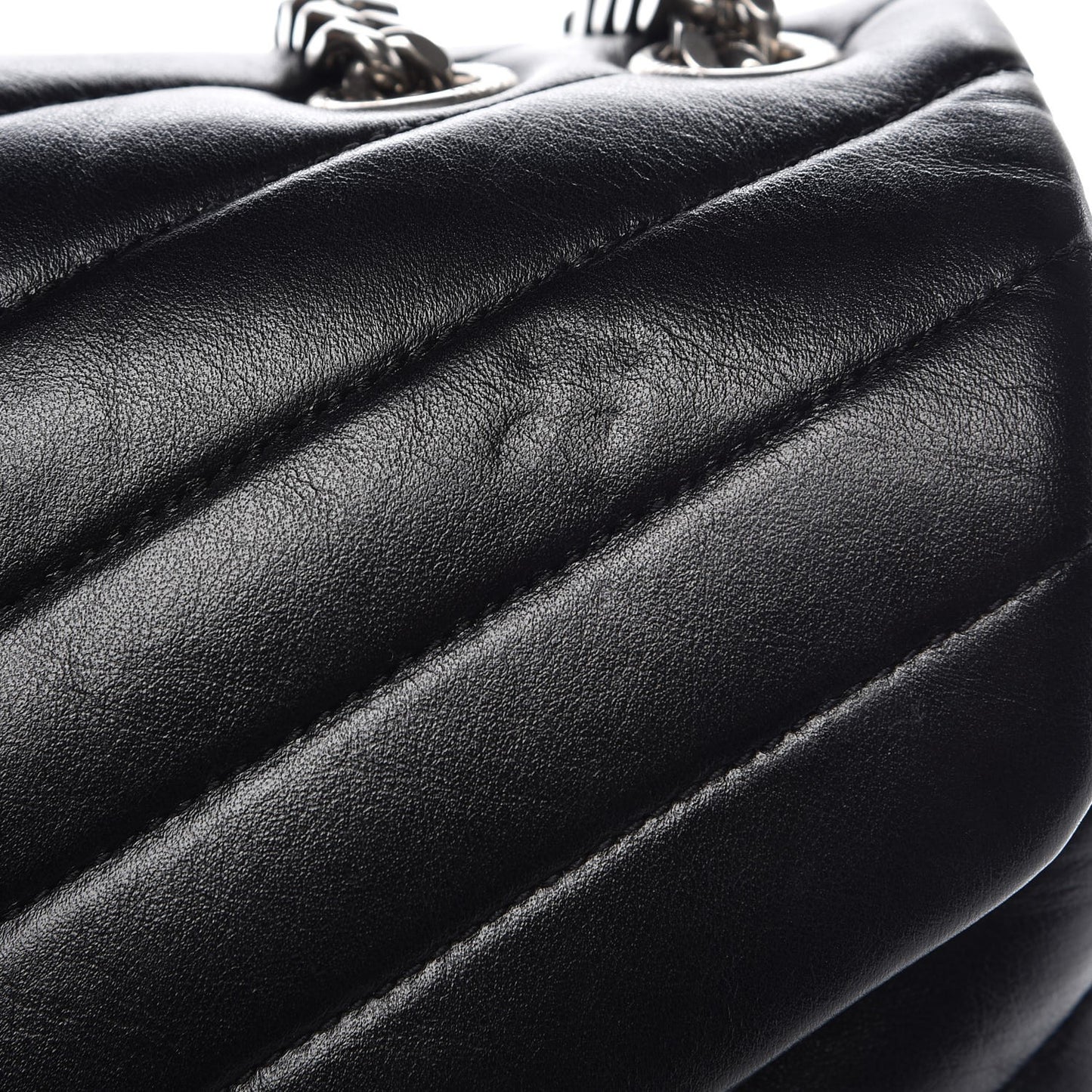 Calfskin Y Quilted Monogram Large Loulou Chain Satchel Black