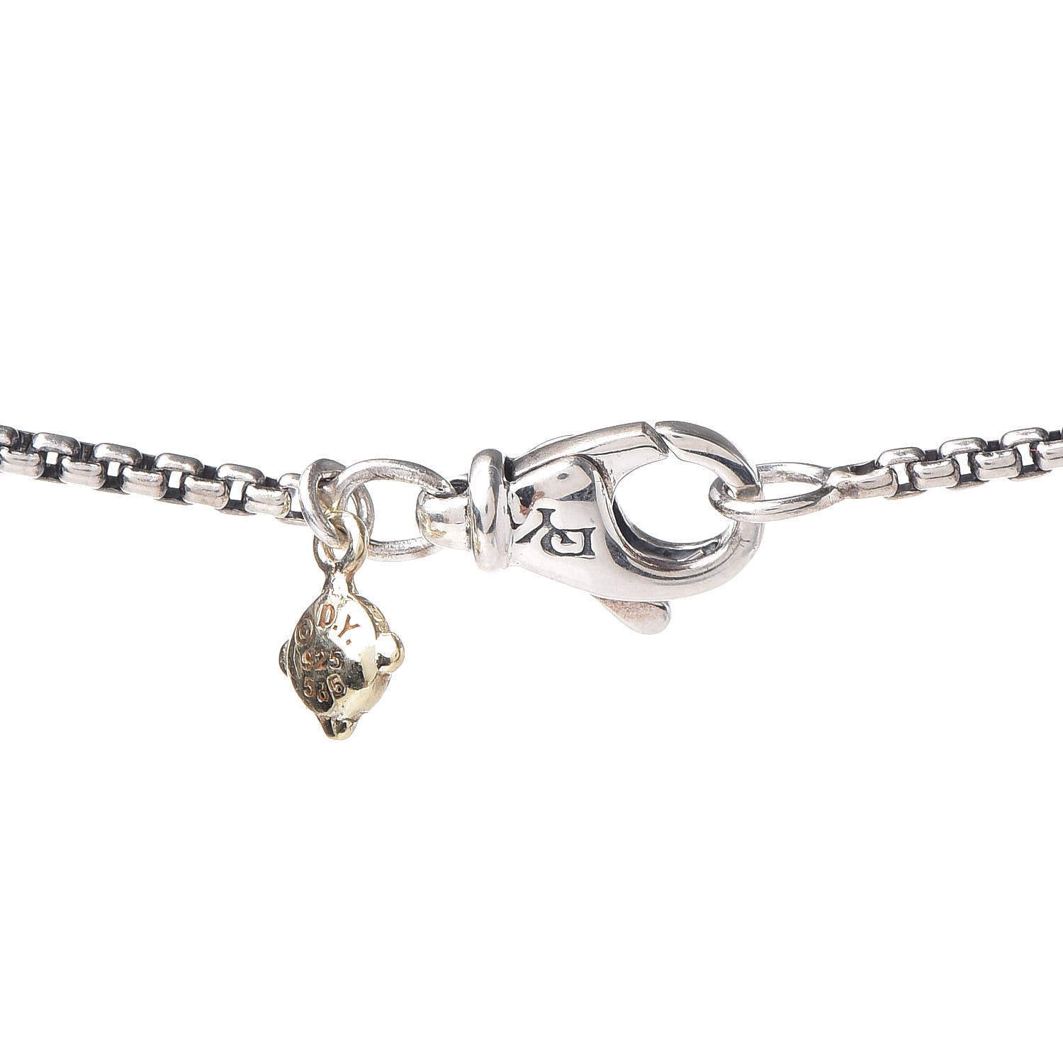 David Yurman Sterling Silver 14K Yellow Gold Diamond Blue Topaz 7mm Petite Albion Pendant Necklace 5 of 5