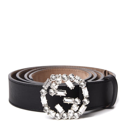 Gucci Calfskin Crystal Interlocking G Belt 100 40 Black 1 of 5