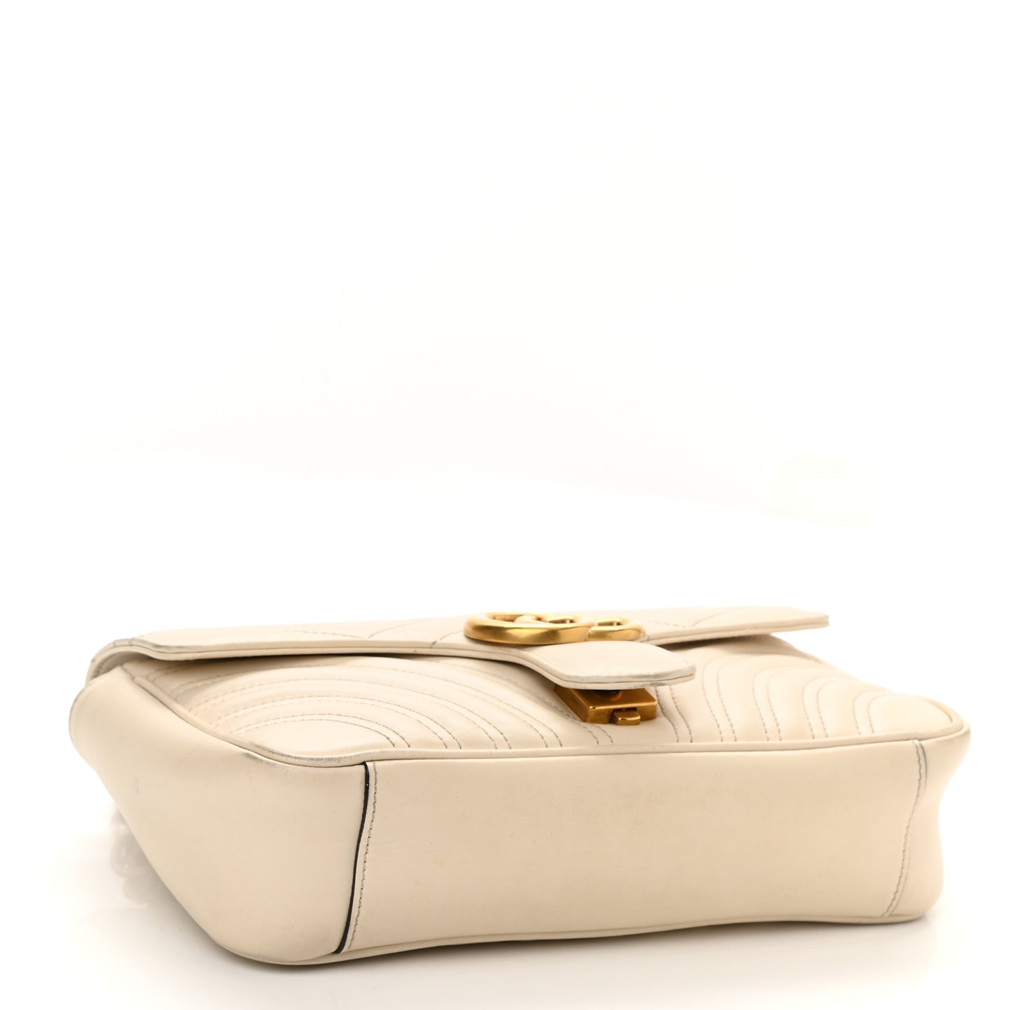 Calfskin Matelasse Small GG Marmont Shoulder Bag White