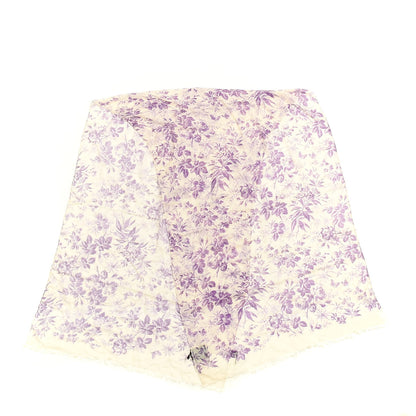 Gucci Modal Cotton Herbarium Print Scarf Ivory Purple 2 of 3