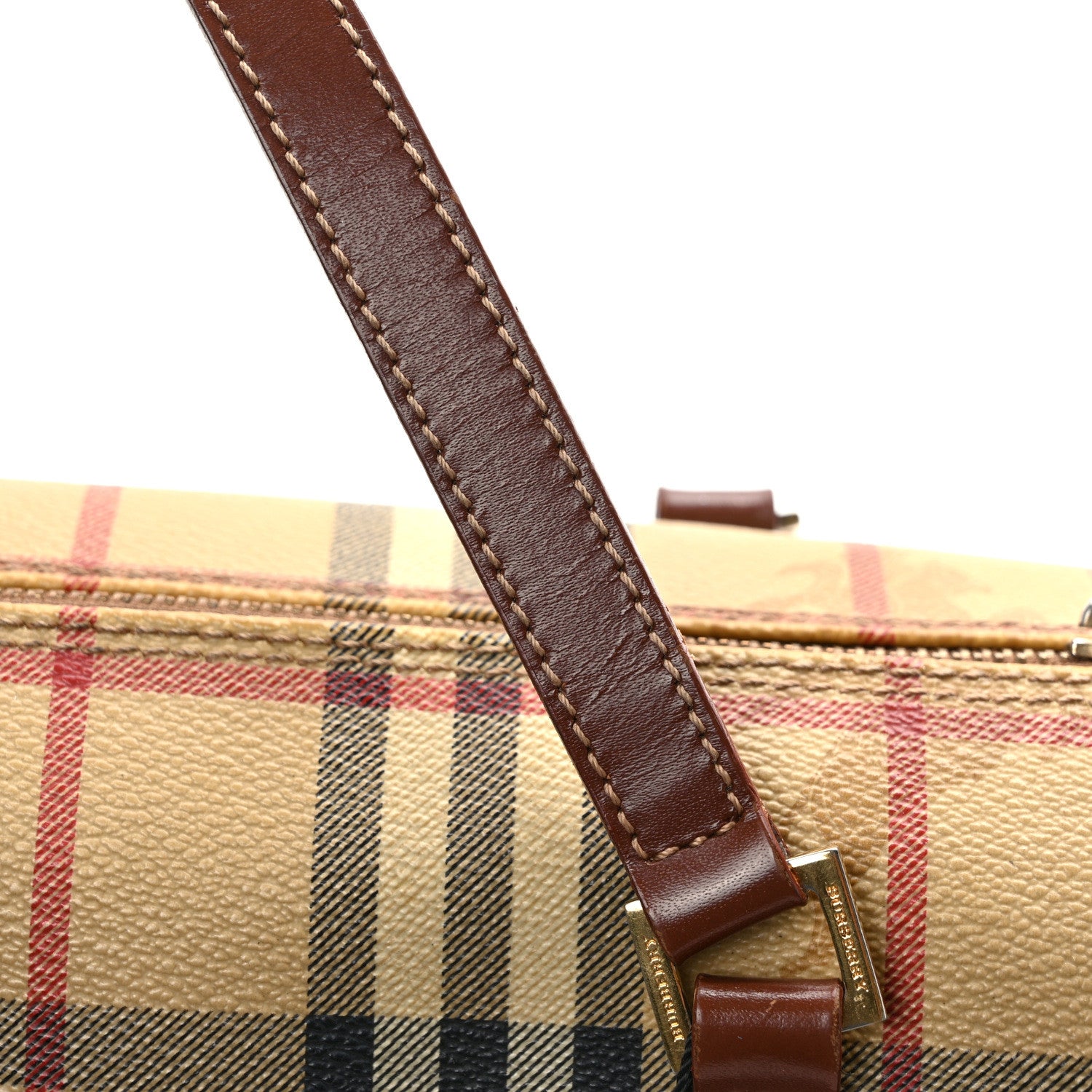 Burberry Haymarket Check Barrel Bag Brown 12 of 13