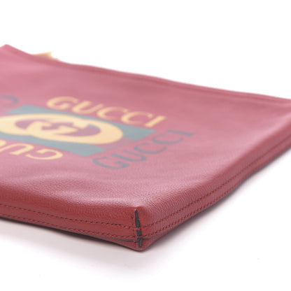 Gucci Pebbled Calfskin Medium Logo Portfolio Clutch Hibiscus Red 9 of 9