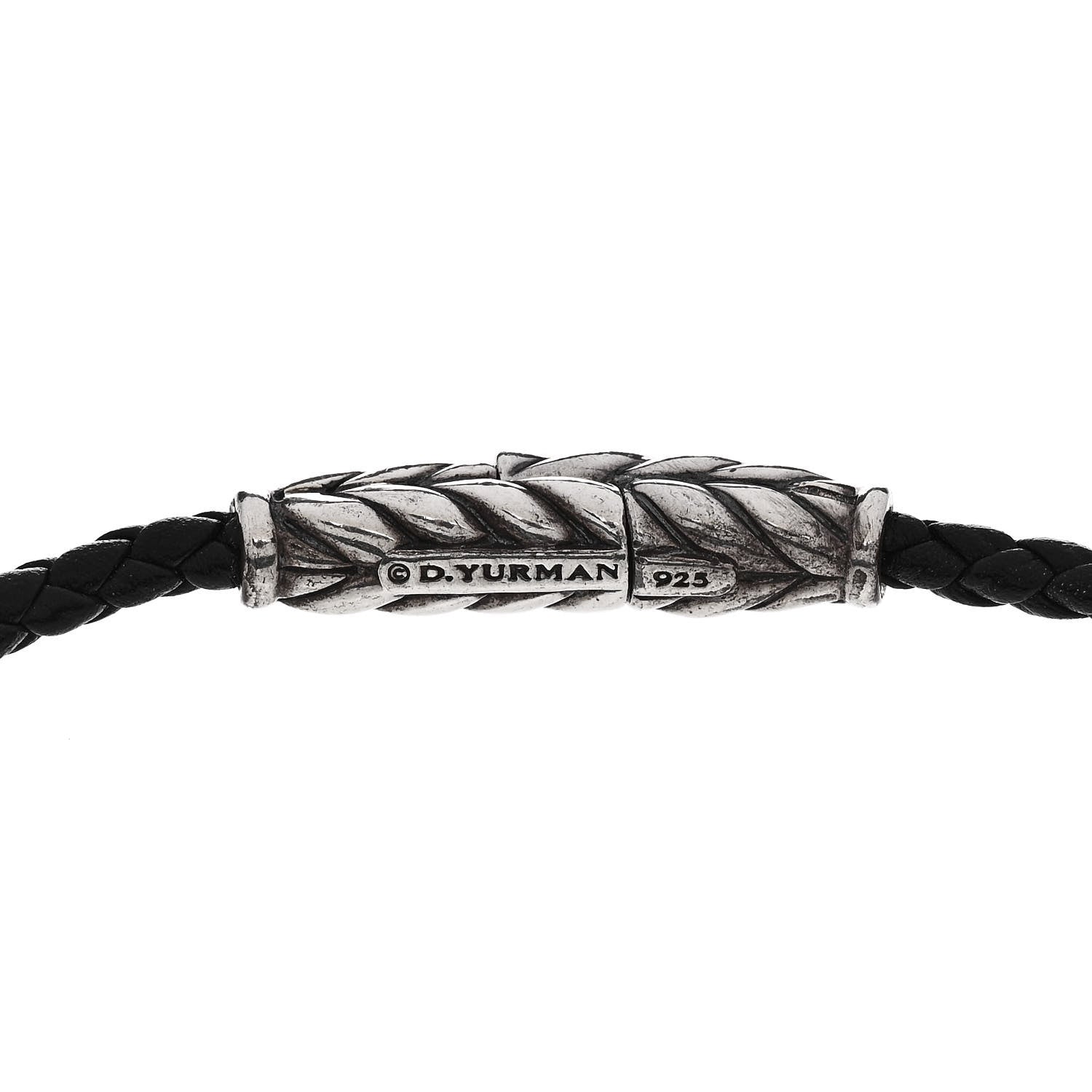 David Yurman Sterling Silver Leather Mens Chevron Triple-Wrap Bracelet Black 3 of 4