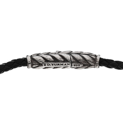 David Yurman Sterling Silver Leather Mens Chevron Triple-Wrap Bracelet Black 3 of 4