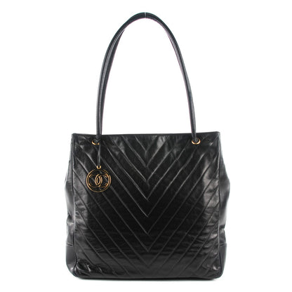 Chanel Lambskin Chevron Quilted Shoulder Bag Black 1 of 9