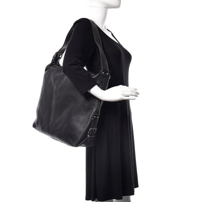 Fendi Calfskin Romano Large Selleria Hobo Black 2 of 14
