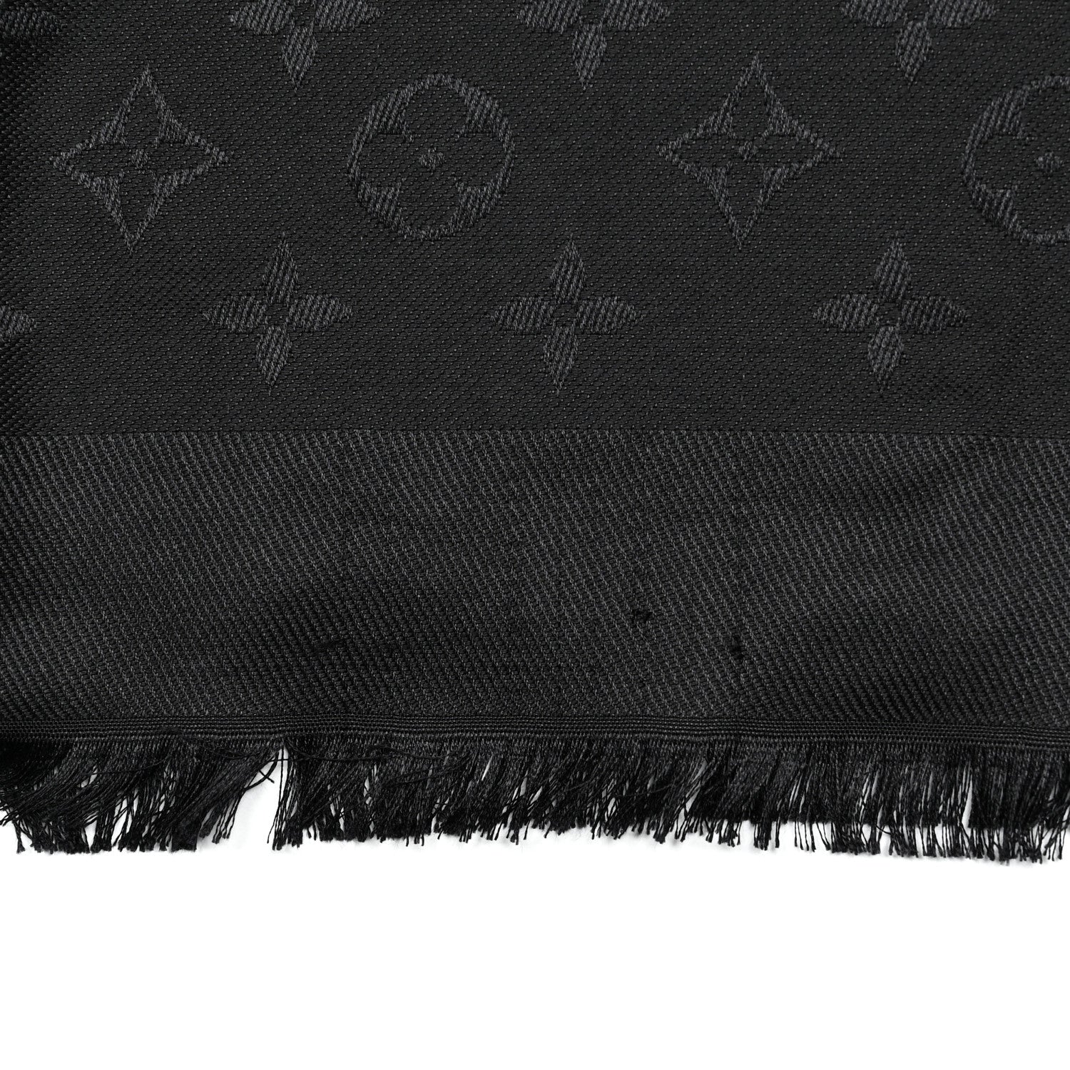 Louis Vuitton Silk Wool Monogram Denim Shawl Black 3 of 3