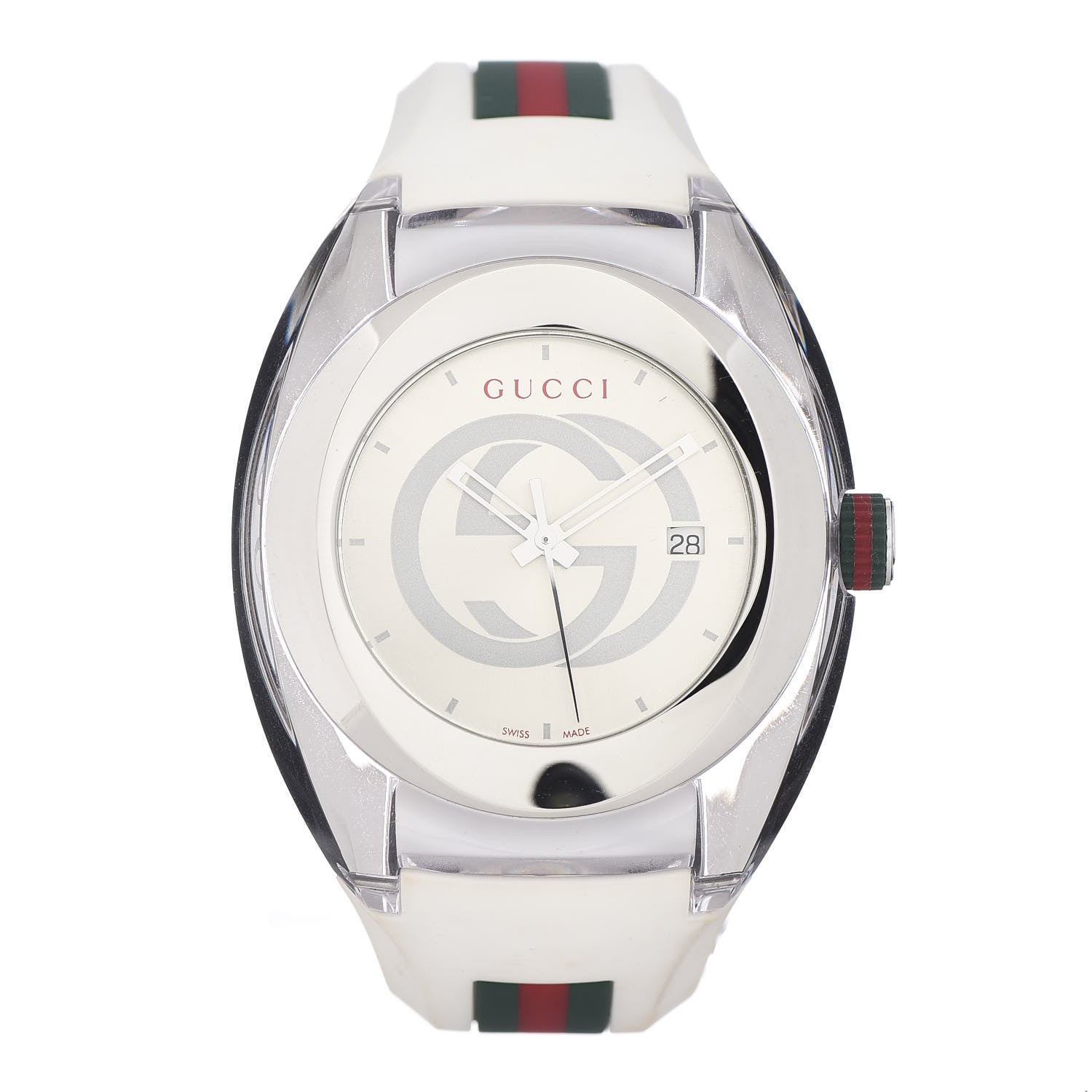 Gucci Stainless Steel Rubber 46mm Sync Web Quartz Watch White 1 of 5