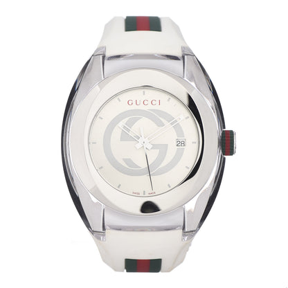Gucci Stainless Steel Rubber 46mm Sync Web Quartz Watch White 1 of 5