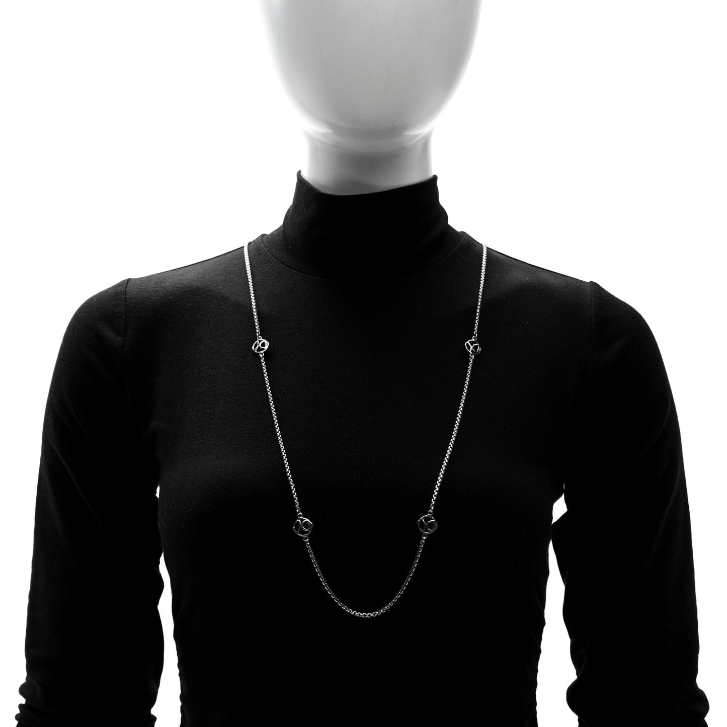 Sterling Silver Logo Station Necklace 36"