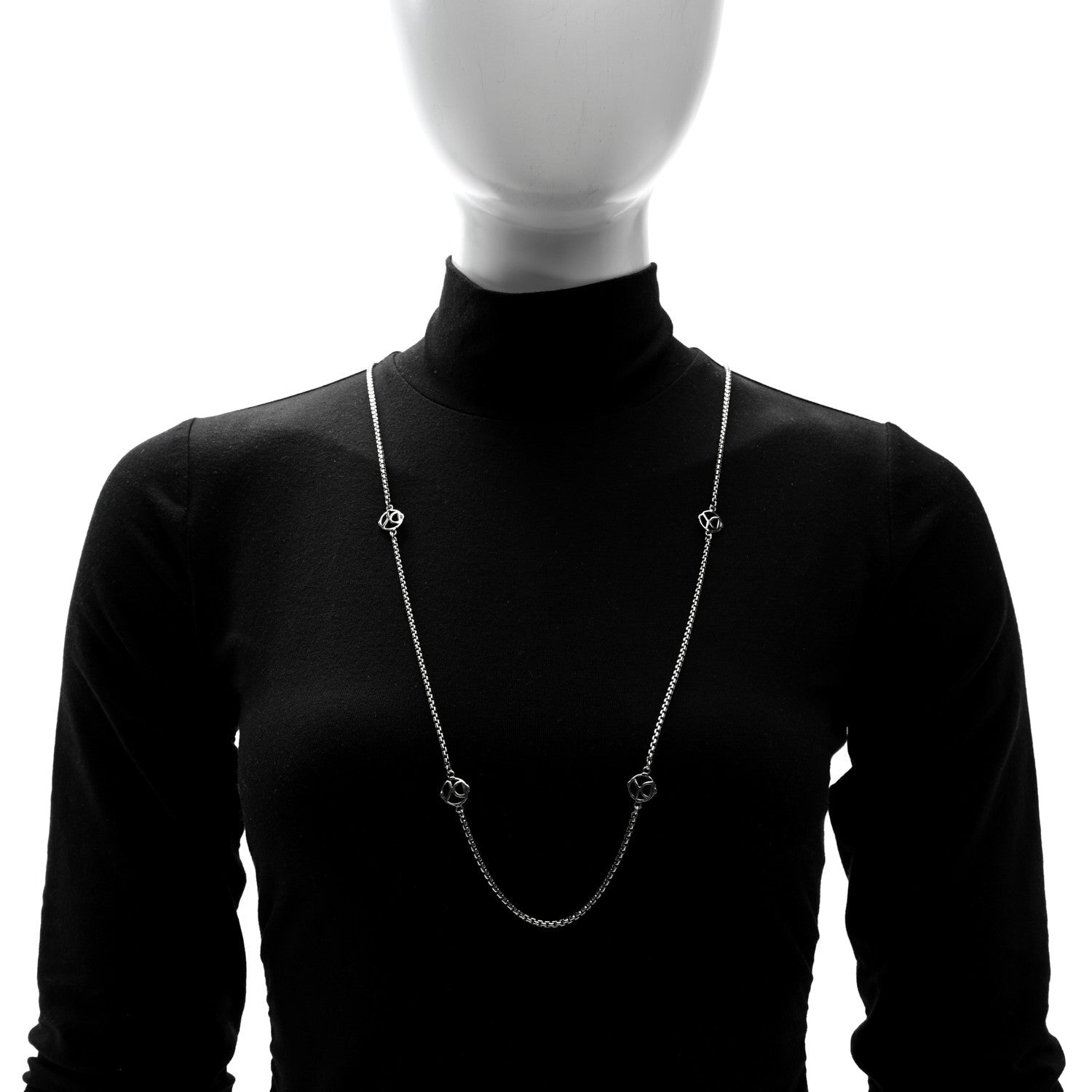 David Yurman Sterling Silver Logo Station Necklace 36" 2 of 4