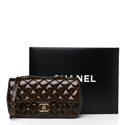 Chanel Patent Goatskin Quilted Medium CC Eyelet Flap Khaki 10 of 10