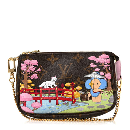 Louis Vuitton Monogram 2021 Christmas Animation Japanese Garden Mini Pochette Accessories Wisteria Pink 1 of 10