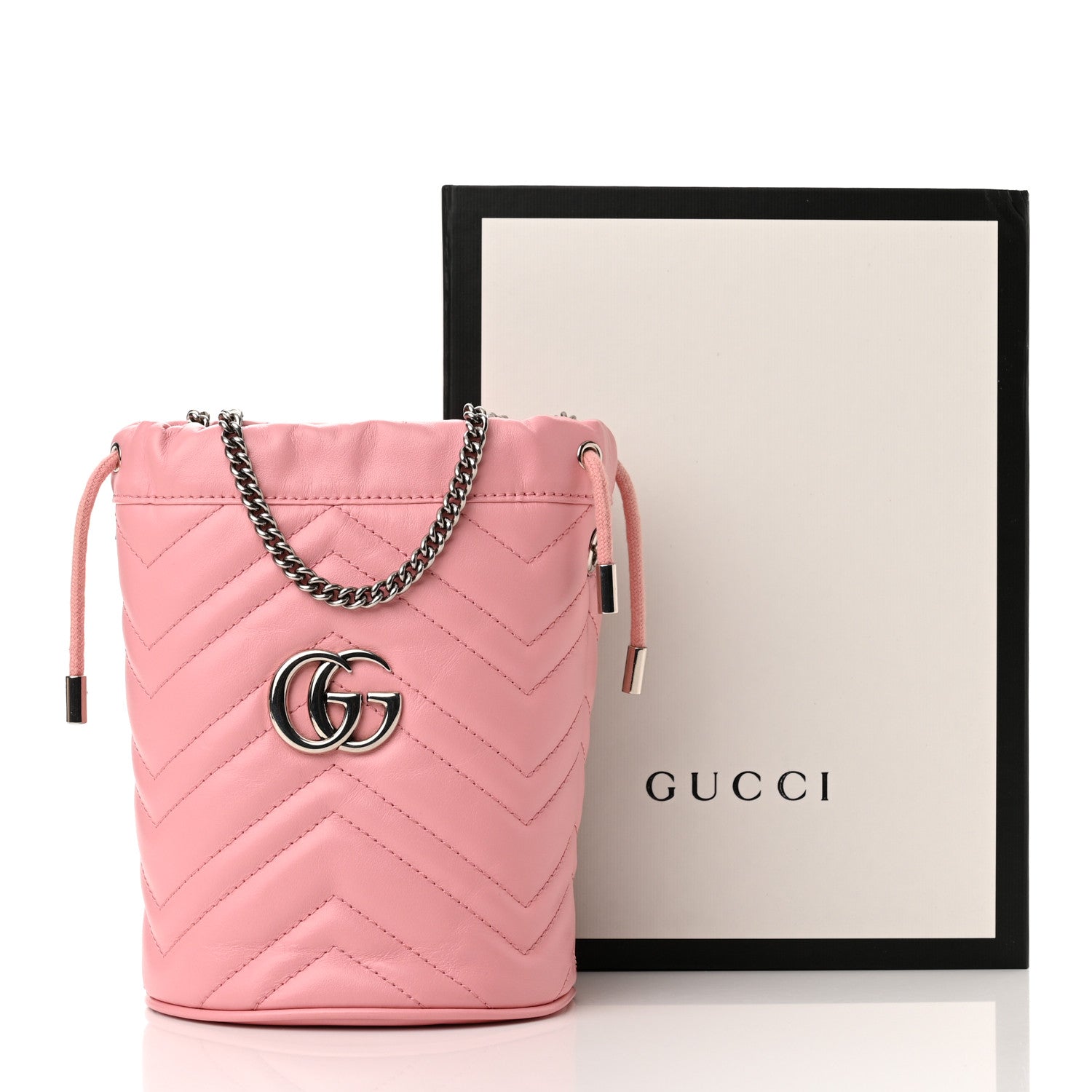 Gucci Calfskin Matelasse Mini GG Marmont 2.0 Bucket Bag Wild Rose 11 of 11