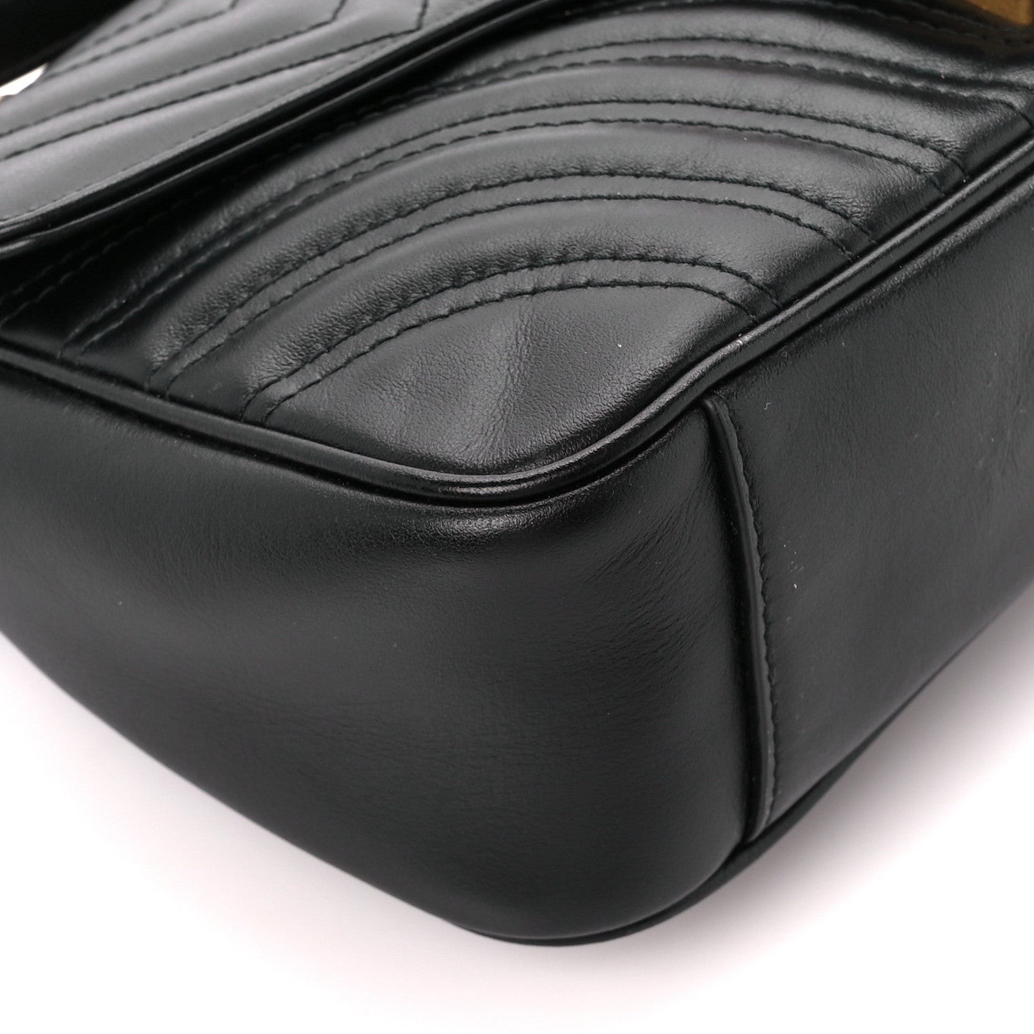 Gucci Calfskin Matelasse Small GG Marmont Shoulder Bag Black 10 of 11