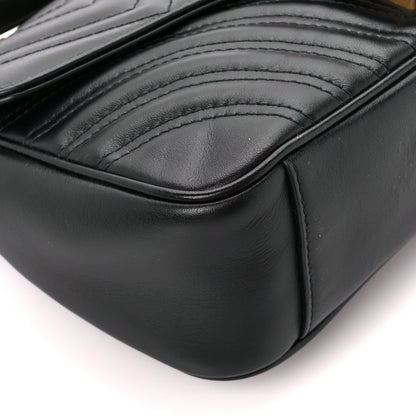 Gucci Calfskin Matelasse Small GG Marmont Shoulder Bag Black 10 of 11