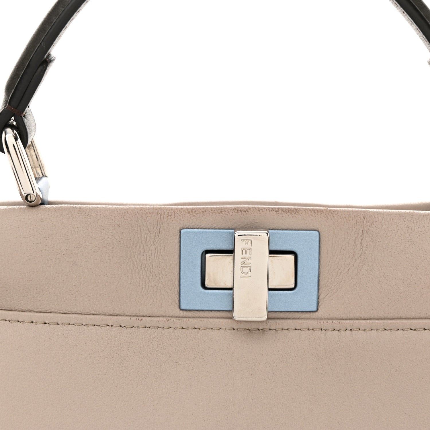 Fendi Nappa Colorblock Mini Peekaboo Iconic Satchel Grigio Polvere Carbone Bloody Mary 11 of 18