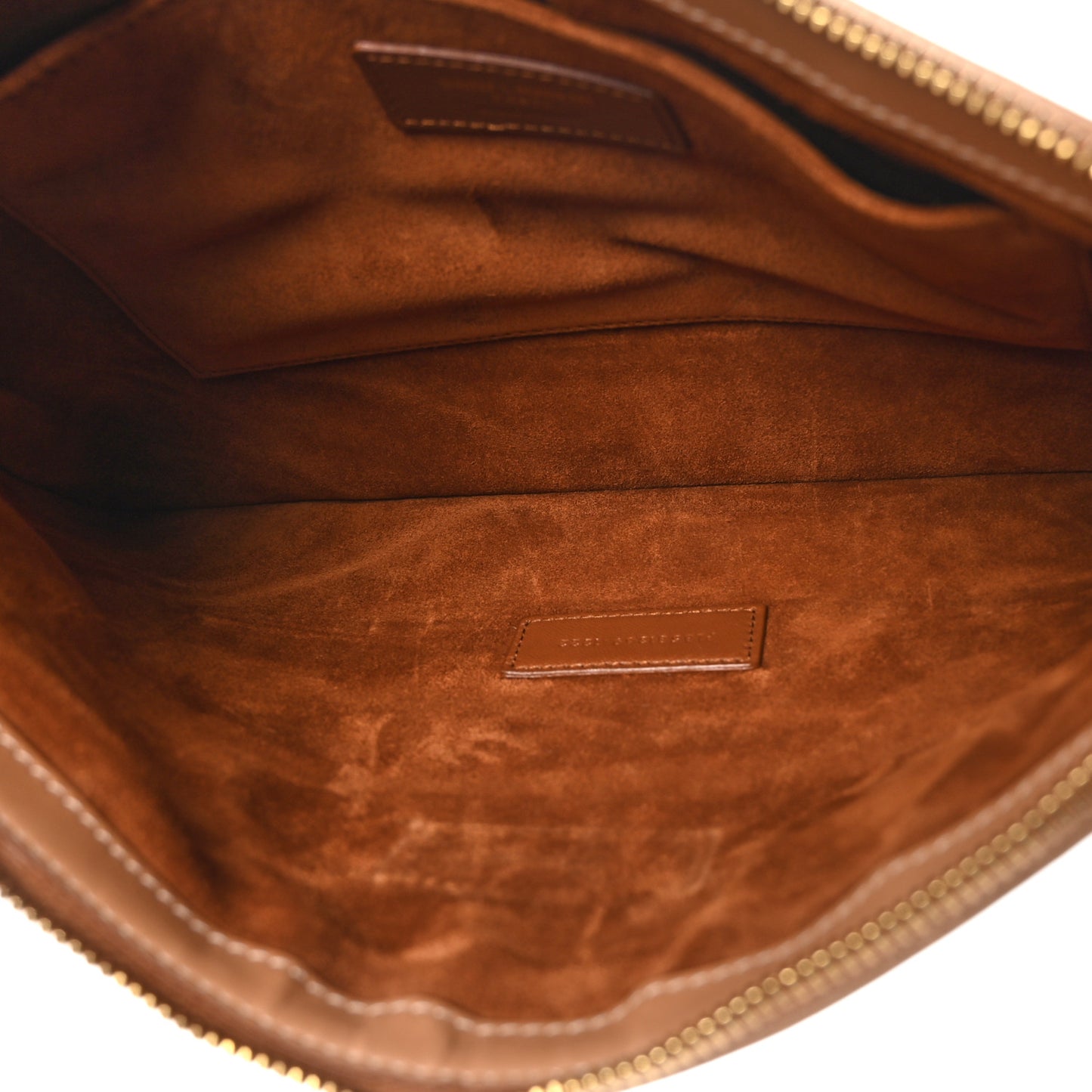 Calfskin Rive Gauche Zipped Pouch Vintage Brown Gold