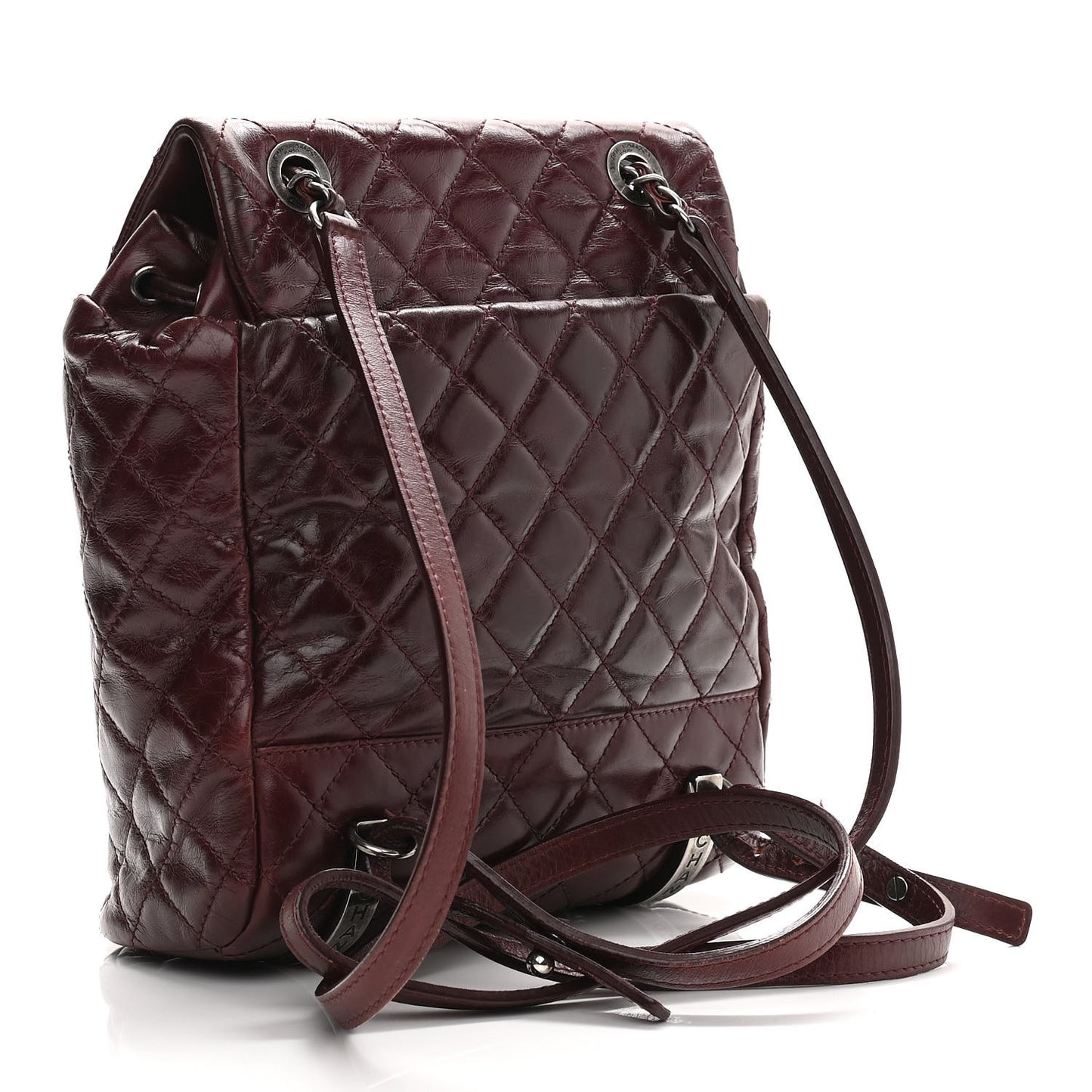 Glazed Calfskin Quilted Small Salzburg Backpack Burgundy