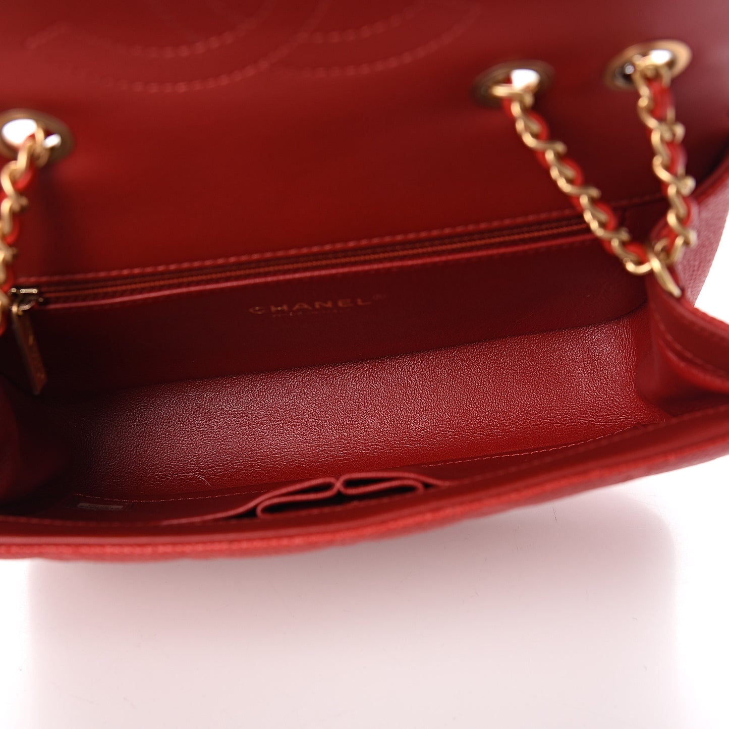 Caviar Quilted Small CC Filigree Flap Red