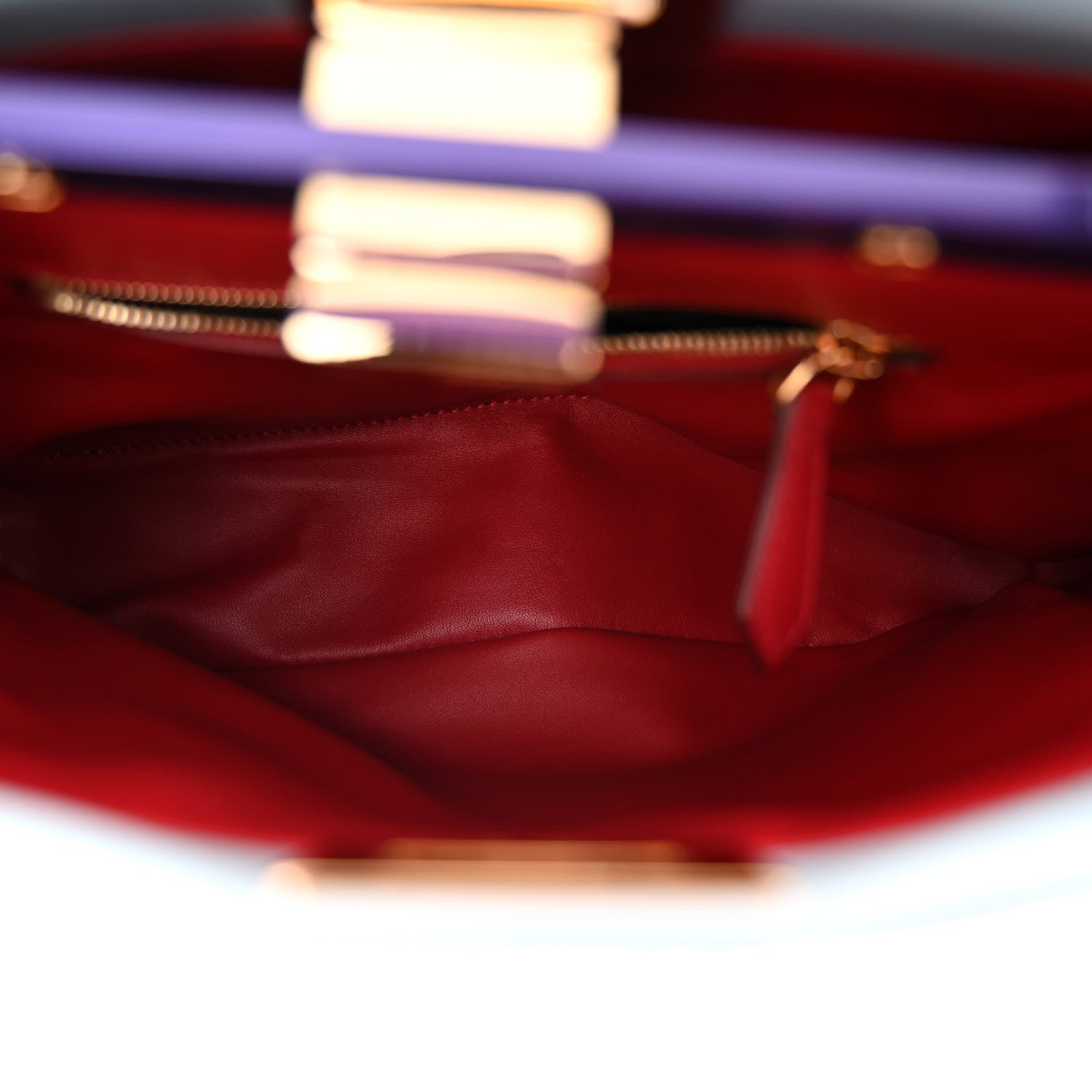 Fendi Nappa Colorblock Mini Peekaboo Iconic Satchel Polvere Purple Rain Ruby 6 of 11