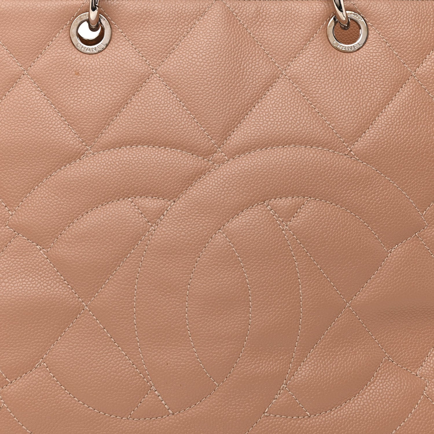 Chanel Soft Caviar Quilted Large CC Timeless Tote Beige 11 of 13